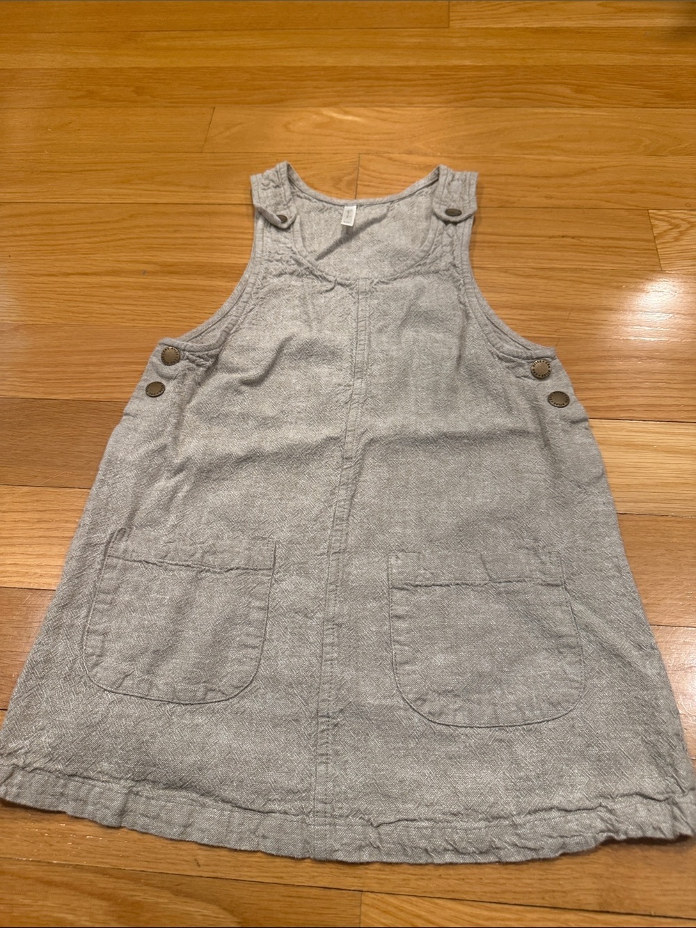 Rylee + Cru oatmeal beige linen blend overall dress size 6–7 y